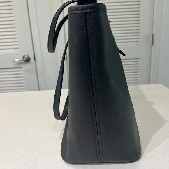 Authentic Michael Kors Jet Set Travel Saffiano Leather Top-Zip Tote Bag Black - Picture 2 of 15